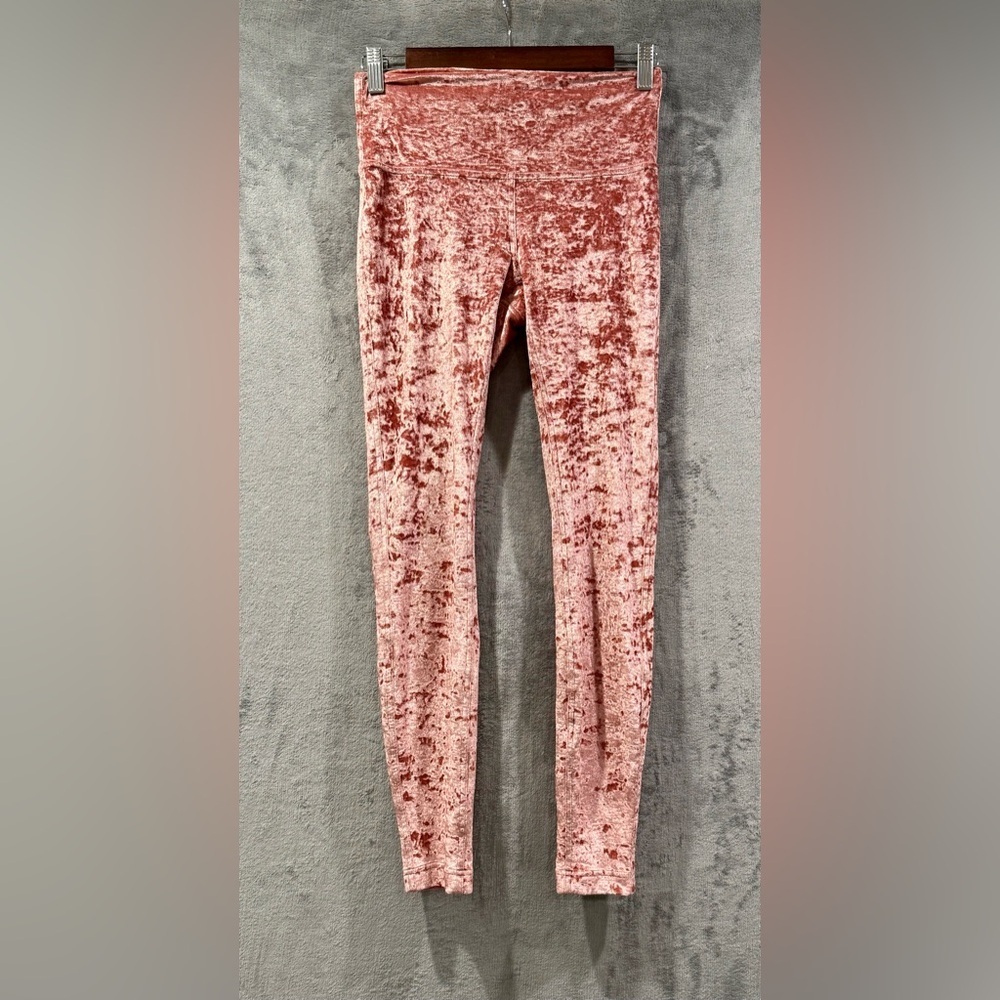 Lululemon Womens Wunder Lounge Leggings Size 6 Pink Crushed Velvet High‎ Rise